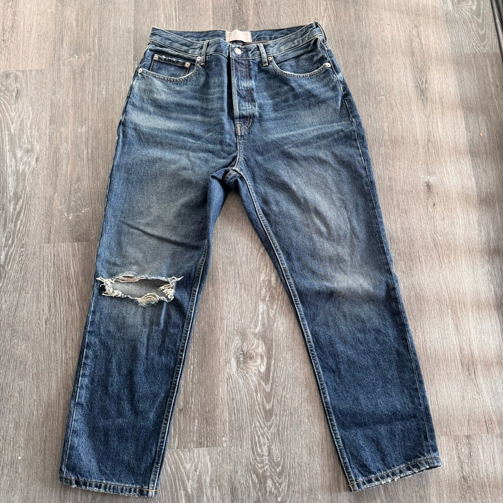 Everlane Distressed Relaxed Fit Blue Jeans